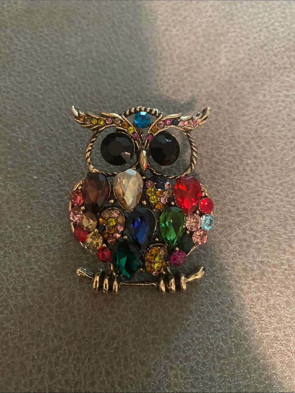 Multicolor Crystal Owl Brooch Pin - Women's Jewelry